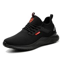 ALOFME Sportliche Sicherheitsschuhe Herren Damen S3 Leicht Atmungsaktiv Arbeitsschuhe Stahlkappen Schuhe-Schwarz-38 EU von ALOFME