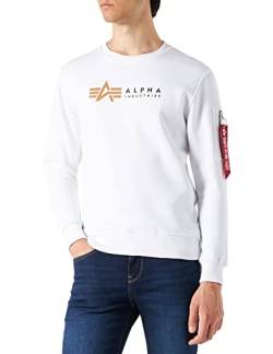 ALPHA INDUSTRIES Herren Alpha Label Sweater Kapuzenpullover, White, XL von ALPHA INDUSTRIES
