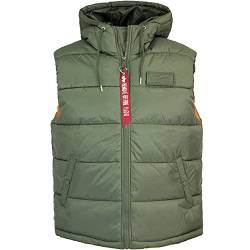 ALPHA INDUSTRIES Hooded Puffer Vest Weste (L, sage green) von ALPHA INDUSTRIES