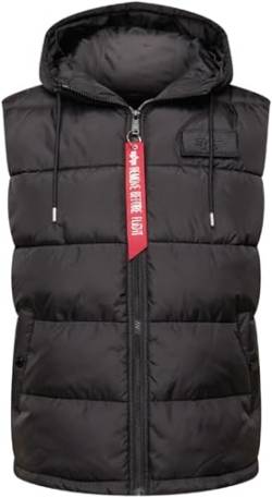 ALPHA INDUSTRIES Hooded Vest Weste (DE/NL/SE/PL, Alphanumerisch, XL, Regular, Regular, black) von ALPHA INDUSTRIES