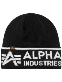 Alpha Industries AI Beanie Strickmütze aus Acryl für Herren Black/White von ALPHA INDUSTRIES