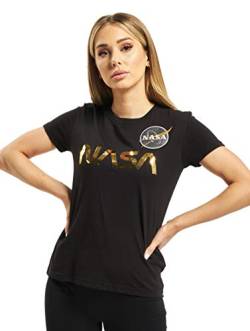 Alpha Industries Damen NASA PM T Wmn T-Shirt, Black/Gold, X-Small von ALPHA INDUSTRIES
