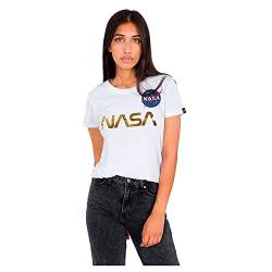 Alpha Industries Damen NASA PM T Wmn T-Shirt, White/Gold, Large von ALPHA INDUSTRIES