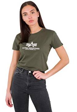 Alpha Industries Damen New Basic T-Shirt, Dark-Olive, XL von ALPHA INDUSTRIES