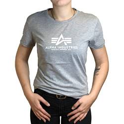 Alpha Industries Damen New Basic T Wmn T-Shirt, Greyheather/White, L von ALPHA INDUSTRIES