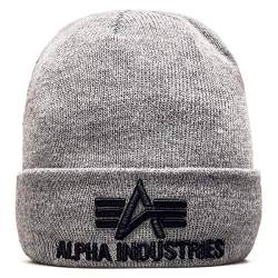 Alpha Industries Herren 3D Strickmütze aus Acryl Beanie-Mütze, Grey Heather, Talla Única von ALPHA INDUSTRIES