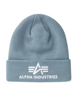 Alpha Industries Herren 3D Strickmütze aus Acryl Beanie-Mütze, Greyblue, One Size von ALPHA INDUSTRIES