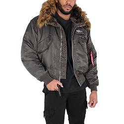 Alpha Industries Herren 45P Hooded Bomberjacke, Rep.Grey, S von ALPHA INDUSTRIES