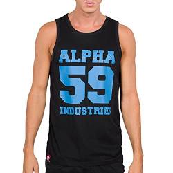 Alpha Industries Herren 59 Print Tank Top T-Shirt, Black/Neon Blue, XXL von ALPHA INDUSTRIES