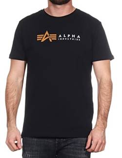 Alpha Industries Herren Alpha Label T-Shirt, Black, S von ALPHA INDUSTRIES