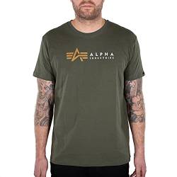 Alpha Industries Herren Alpha Label T-Shirt, Dark Olive, XL von ALPHA INDUSTRIES