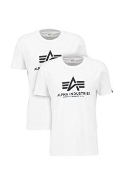 Alpha Industries Herren Basic T 2 Pack T-Shirt, White, S (2er Pack) von ALPHA INDUSTRIES