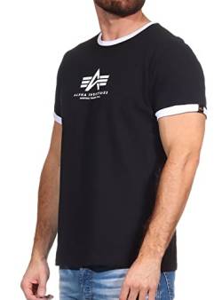 Alpha Industries Herren Basic T Contrast ML T-Shirt, Black/White, M von ALPHA INDUSTRIES