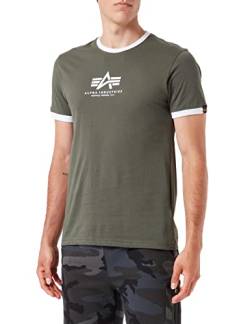 Alpha Industries Herren Basic T Contrast ML T-Shirt, Dark Olive, L von ALPHA INDUSTRIES