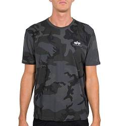 Alpha Industries Herren Basic T Small Logo T-Shirt, Black Camo, XL von ALPHA INDUSTRIES