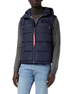 Alpha Industries Herren Hooded Puffer Vest FD Weste, Rep.Blue, M von ALPHA INDUSTRIES