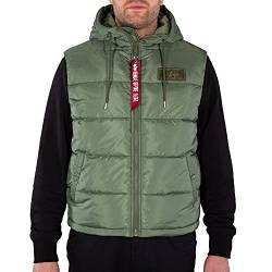 Alpha Industries Herren Hooded Puffer Vest FD Weste, Sage-Green, M von ALPHA INDUSTRIES