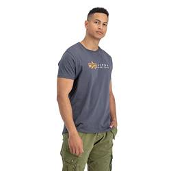 Alpha Industries Herren Label T-Shirt, Greyblack, M von ALPHA INDUSTRIES