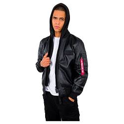 Alpha Industries Herren MA-1 D-Tec Leather LW Lederjacke, Black/Black, S von ALPHA INDUSTRIES