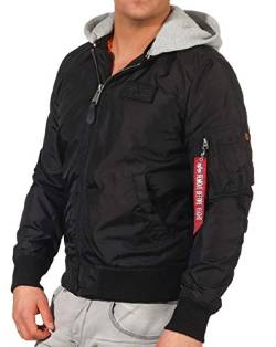 Alpha Industries Herren MA-1 TT Hood Bomberjacke, Schwarz, S von ALPHA INDUSTRIES