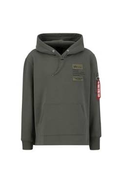 Alpha Industries Herren Patch LF Hoody Kapuzenpullover, 142-Dunkles Olivgrün, Large von ALPHA INDUSTRIES