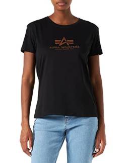 Alpha Industries New Basic T Wmn Foil Print T-Shirt für Damen, Black/Gold, XS von ALPHA INDUSTRIES