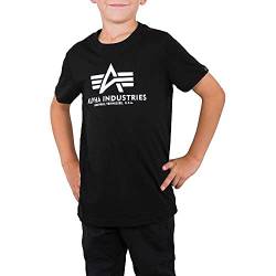 Alpha Industries Unisex Kinder Basic Kids und Teens T-Shirt, Black, 10 von ALPHA INDUSTRIES