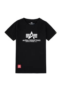 Alpha Industries Unisex Kinder Basic T Foil Print Kids/Teens T-Shirt, Black/Metalsilver, 16 Años von ALPHA INDUSTRIES