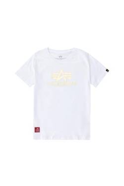 Alpha Industries Unisex Kinder Basic T Foil Print Kids/Teens T-Shirt, White/Yellow Gold, 16 von ALPHA INDUSTRIES