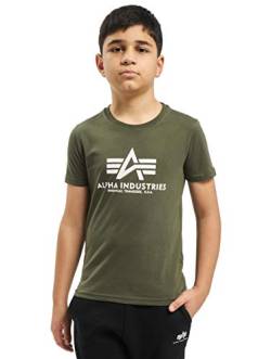 Alpha Industries Unisex Kinder Basic T Kids/Teens T-Shirt, Dark Olive, 14 von ALPHA INDUSTRIES