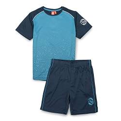 ALPHADVENTURE - Sportives Set mit 2 Teilen, T-Shirt mit kurzen Ärmeln und Shorts für sportliche Aktivitäten – Größe von 6 bis 14 Jahren, GENOA BLUE/NAVY, 140 von ALPHADVENTURE
