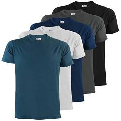 ALPIDEX Herren T-Shirts 5er Set Rundhals einfarbig S M L XL XXL 3XL 4XL 5XL, Größe:5XL, Farbe:Water von ALPIDEX