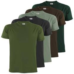 ALPIDEX Herren T-Shirts 5er Set Rundhals einfarbig S M L XL XXL 3XL 4XL 5XL, Größe:M, Farbe:Forest von ALPIDEX