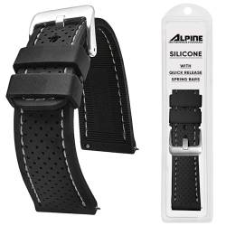 Alpine Sportliches Premium-Uhrenarmband aus weichem Silikon, 24 mm, Ersatz-Gummi-Uhrenarmbänder für Damen und Herren, wasserdicht, Schnellverschluss, kompatibel mit normalen und Smartwatch-Armbändern, von ALPINE INTERNATIONAL