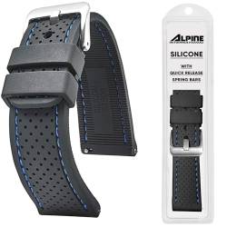 Alpine Sportliches Premium-Uhrenarmband aus weichem Silikon, 26 mm, Ersatz-Gummi-Uhrenarmband für Damen und Herren, wasserdicht, Schnellverschluss, kompatibel mit normalen und Smartwatch-Armbändern, von ALPINE INTERNATIONAL
