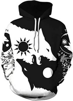 Herren Wikinger Yin Yang Wolf Hoodie Pullover kapuzenpullover herren Norse Myth Fenrir Wolf Tattoo Hoodies Sweatshirts Casual Couple Streetwear kapuzenshirt sport hoodie herren ( Color : Hoodie , Size von ALPTEC