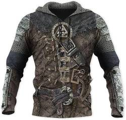 Mens Viking Armor Hoodies Pullover kapuzenpullover herren 3D-gedruckte Sweatshirts Hoodies Neuheit 3D Athletic Hoodies für Männer Vintage Hoodies hoody herren mit kapuze ( Color : Hoodie , Size : XXL von ALPTEC