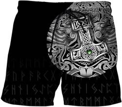 Neuartige Viking-Shorts für Herren, lässige Sommer-Badehose, leichte Strand-Shorts, schnell trocknende Wandershorts, Streetwear (Color : A, Size : L) von ALPTEC