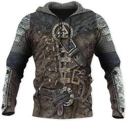 Viking Armor Hoodies Pullover kapuzenpullover herren Norse Sweatshirts Hoodies Vintage Athletic Hoodies für Männer Viking Style Graphic Hoodies hoody herren mit kapuze (Color : A, Size : L) von ALPTEC