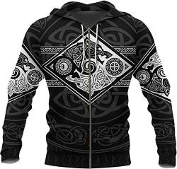 Viking Wolf Hoodies Pullover kapuzenpullover für herren Norse Skoll und Hati Wolf Tattoo Sweatshirts Hoodies Neuheit 3D gedruckte Zipper Hoodies - hoodie mit reißverschluss herren ( Color : Zip Hoodie von ALPTEC