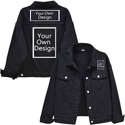 ALRRGPB Benutzerdefinierte Frauen Denim Jacke Entwerfen Sie Ihre eigene Jean Jacke Personalisiertes Bild Text hinzufügen Mantel von ALRRGPB