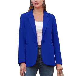 ALSOGO Blazer Damen Anzug Jacke Revers Langarm Casual Sportlich Longblazer Arbeit Büro Knopf Open Front Jacket Blau L von ALSOGO