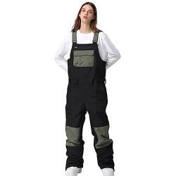 ALSOGO Damen Skihose Winter wasserdichte Winddicht Einstellbare Verschleißfeste Lätzchen Wandern Klettern Isolierte Ski Hosen Black L von ALSOGO