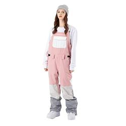 ALSOGO Damen Skihose Winter wasserdichte Winddicht Einstellbare Verschleißfeste Lätzchen Wandern Klettern Isolierte Ski Hosen Pink02 XL von ALSOGO