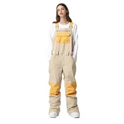 ALSOGO Damen Skihose Winter wasserdichte Winddicht Einstellbare Verschleißfeste Lätzchen Wandern Klettern Isolierte Ski Hosen Yellow L von ALSOGO