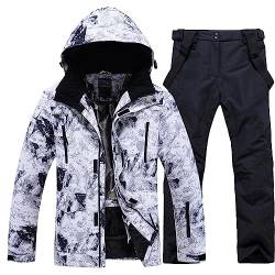 ALSOGO Herren Skianzug Ski Jacke und Hose Set Wasserdichter Schneeanzug Snowboard Jacke Hose Skikleidung Für Männer Black L von ALSOGO