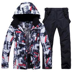 ALSOGO Herren Skianzug Ski Jacke und Hose Set Wasserdichter Schneeanzug Snowboard Jacke Hose Skikleidung Für Männer Black S von ALSOGO