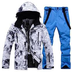 ALSOGO Herren Skianzug Ski Jacke und Hose Set Wasserdichter Schneeanzug Snowboard Jacke Hose Skikleidung Für Männer Blue L von ALSOGO