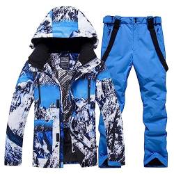 ALSOGO Herren Skianzug Ski Jacke und Hose Set Wasserdichter Schneeanzug Snowboard Jacke Hose Skikleidung Für Männer Blue XXL von ALSOGO