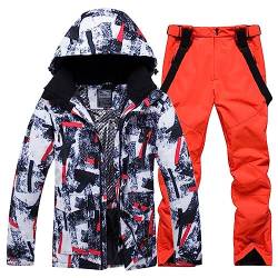 ALSOGO Herren Skianzug Ski Jacke und Hose Set Wasserdichter Schneeanzug Snowboard Jacke Hose Skikleidung Für Männer Orange L von ALSOGO